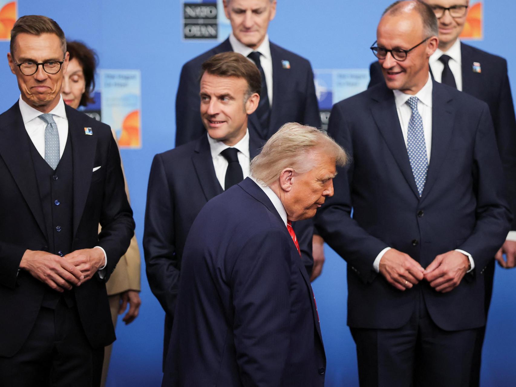 Los líderes de Finlandia, Francia, Estados Unidos y Alemania, en La Haya.