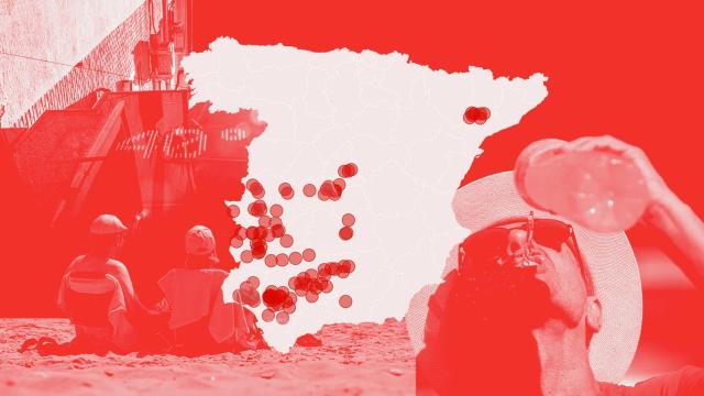 Mapa de los 104 municipios en los que se van a registrar 40 ºC este domingo 29 de junio.