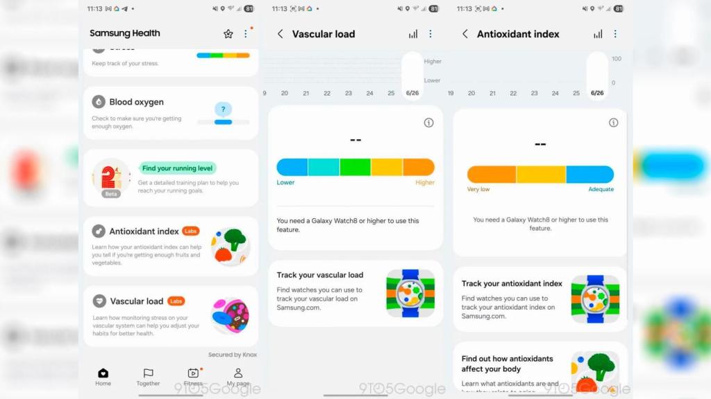 Samsung Health con las dos funciones