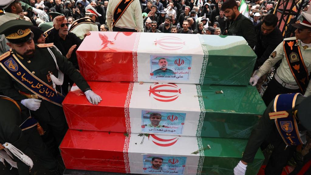 Imagen del funeral de Estado de este sábado en Teherán.