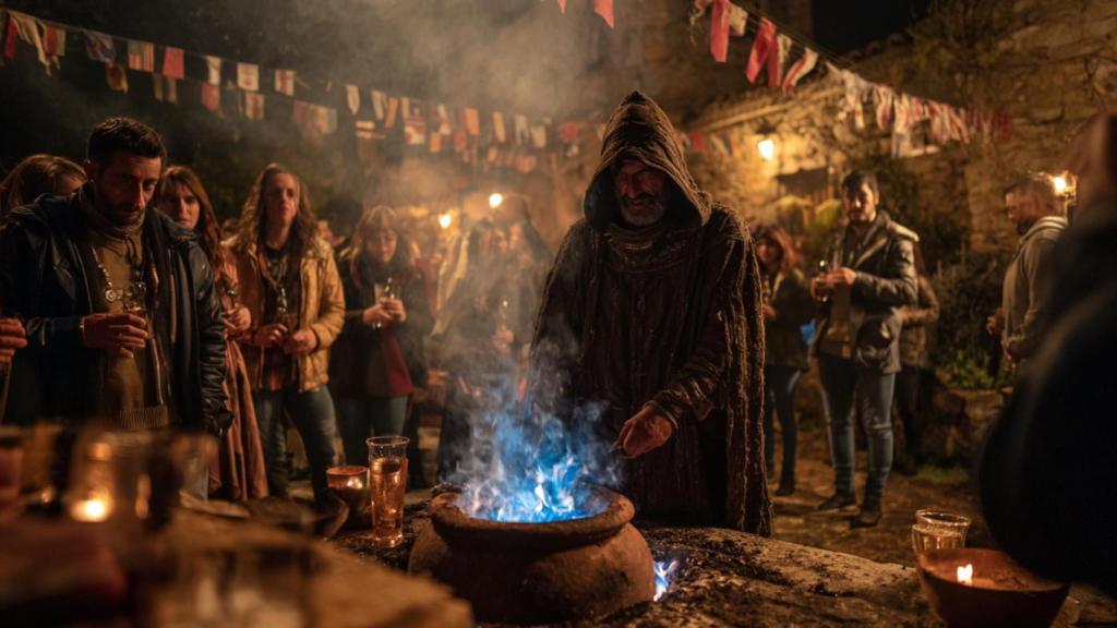 Representación artística de la elaboración de la queimada. Iván Fernández Amil