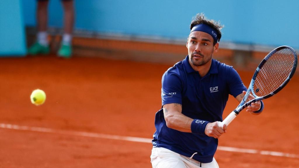 Fabio Fognini, en el partido ante Rinky Hijikata en el Mutua Madrid Open.