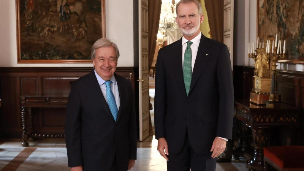 Felipe VI, con el Secretario General de la ONU, Antonio Guterres.