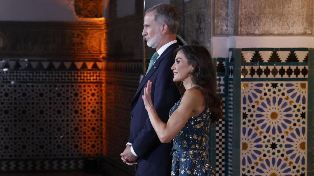Los reyes Felipe y Letizia en el Real Alcázar de Sevilla.
