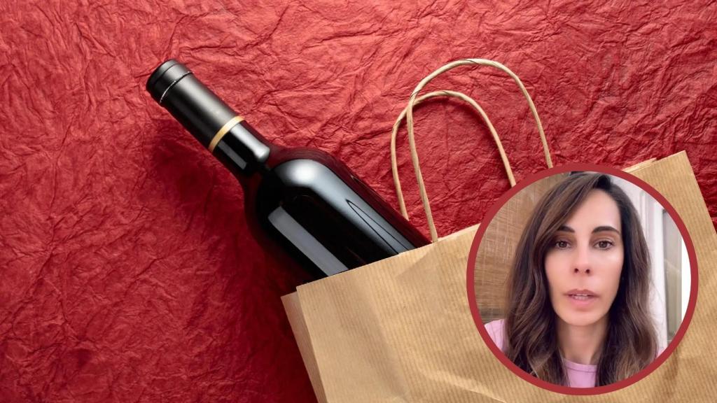 La nutricionista Andrea Cañas y una botella de vino