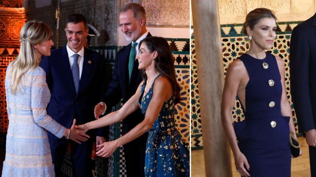 Begoña Gómez saluda a los Reyes.