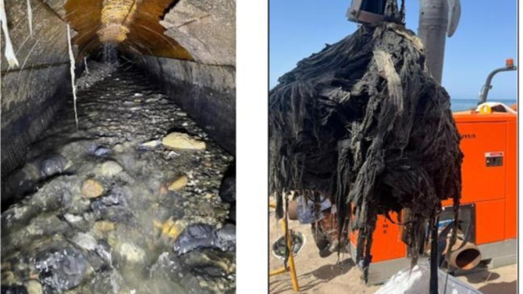 Imagen de los restos del colector en Marbella.