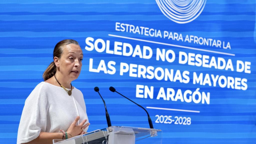 La consejera de Bienestar Social, Carmen Susín, en la presentación de la Estrategia para afrontar la soledad no deseada de las personas mayores en Aragón