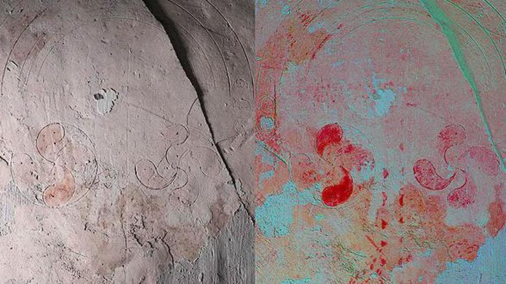 Grabado con lauburus.