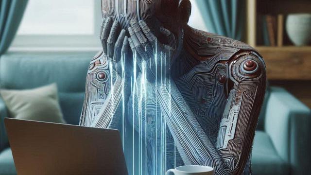 Foto generada por la IA al pedirle que se retrate a ella misma sintiendo ansiedad.