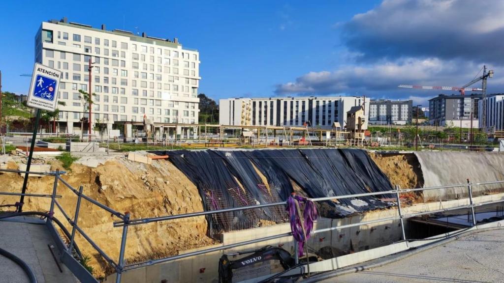 Obras en el barrio residencial de Xuxán, en A Coruña.