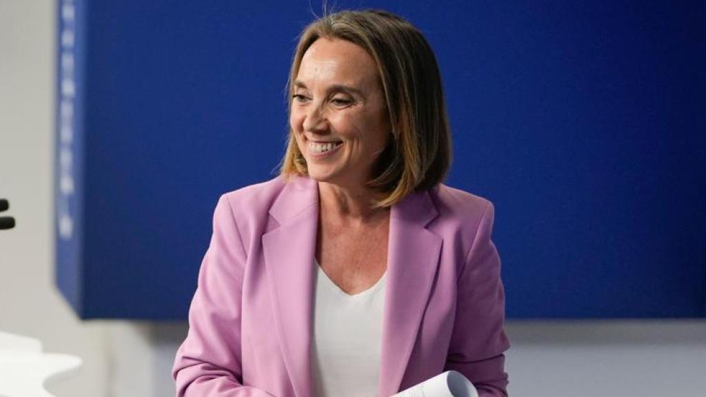 La secretaria general del PP, Cuca Gamarra, tras la rueda de prensa ofrecida al finalizar la reunión del Comité de Dirección del Partido Popular, este lunes en Madrid.