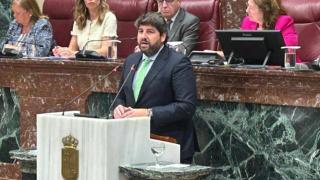 Fernando López Miras, este miércoles, en la Asamblea Regional, en el Debate del Estado de la Región de Murcia.