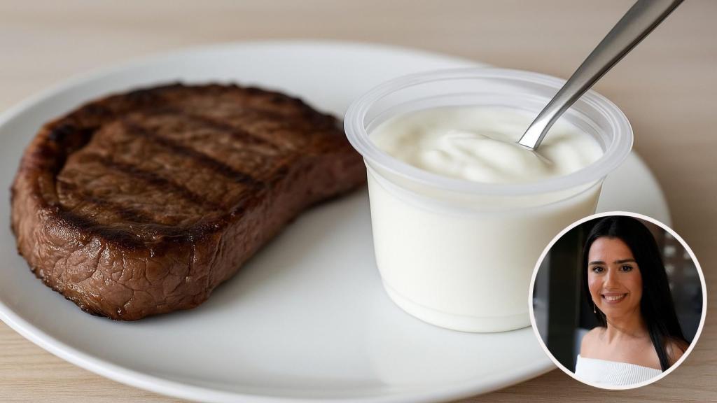 Filete con yogur, la combinación que Sandra Moñino desaconseja por el hierro.