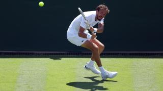 Medvedev, durante el partido ante Benjamin Bonzi