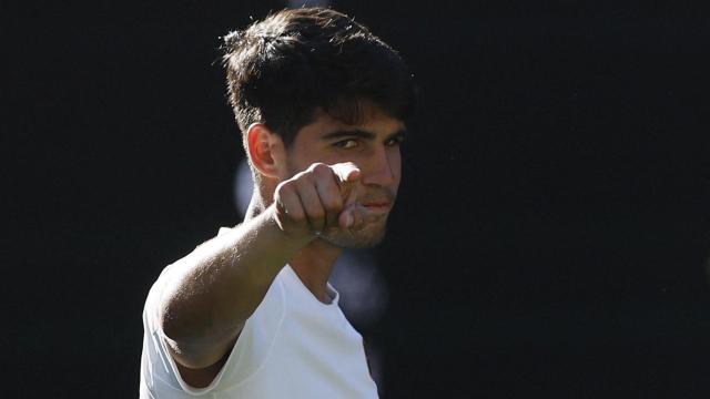 Carlos Alcaraz celebra la victoria contra Fognini.
