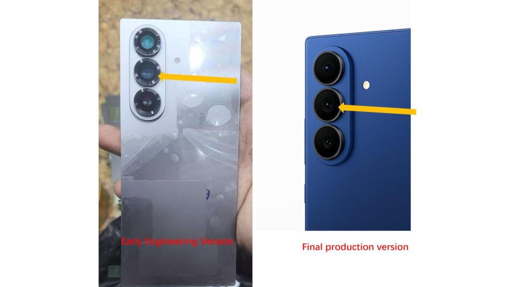 Comparativa entre un prototipo del Galaxy Z Fold 7 y la versión final