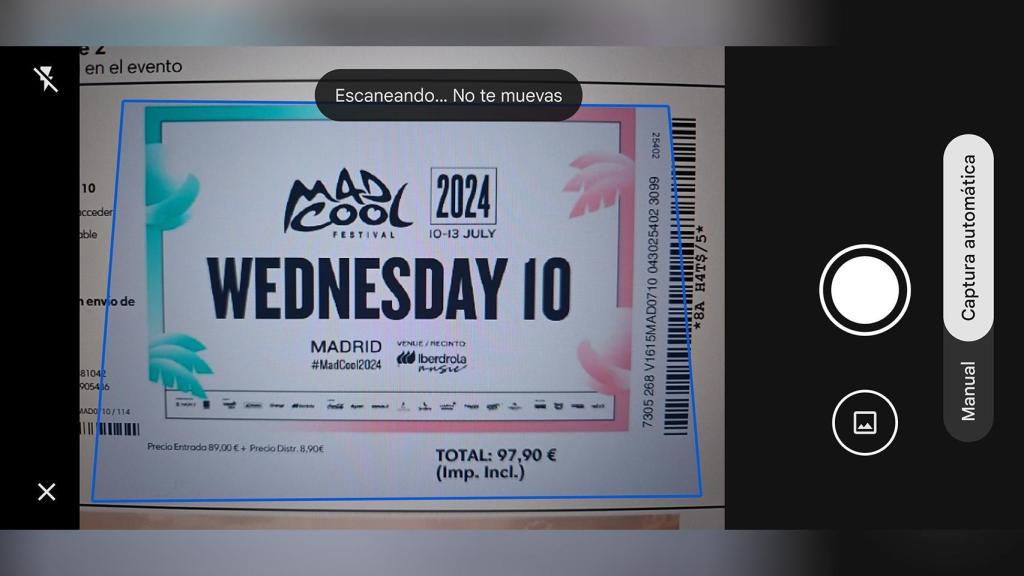 Escaneando una entrada con Google Wallet