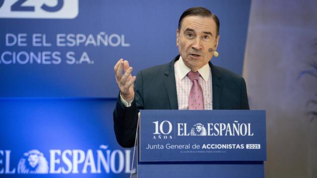 Pedro J. Ramírez, presidente ejecutivo de EL ESPAÑOL, durante su discurso a los accionistas.