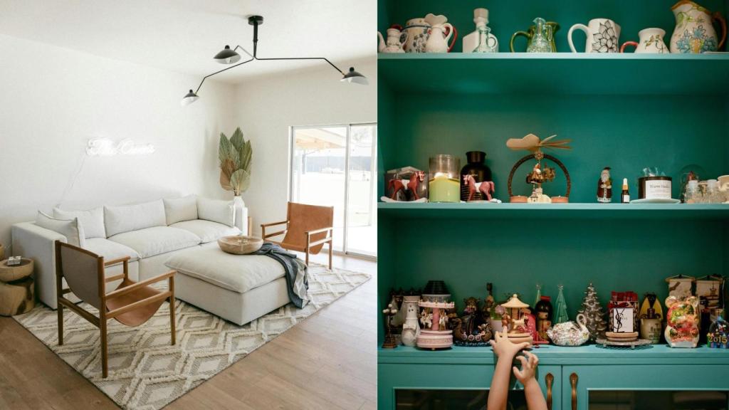 Comparativa del estilo minimalista y el 'cluttercore'.