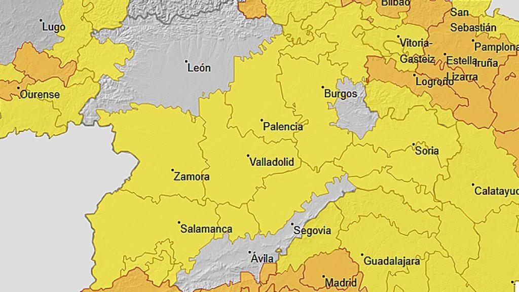 Mapa de avisos de la Aemet en Castilla y León para este martes 1 de julio