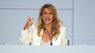 Yolanda Díaz, este martes en la cumbre de la ONU de Sevilla.