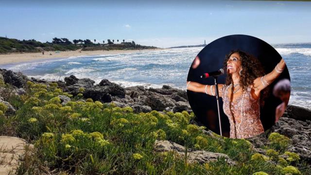 Collage de la playa de Zahora y Rosario Flores.