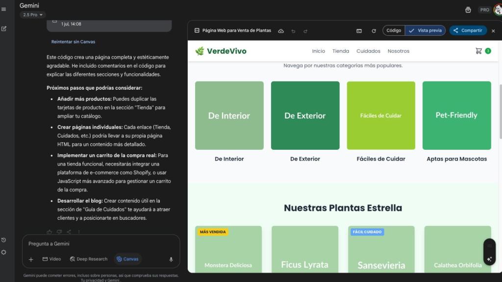 Página web creada en Canvas
