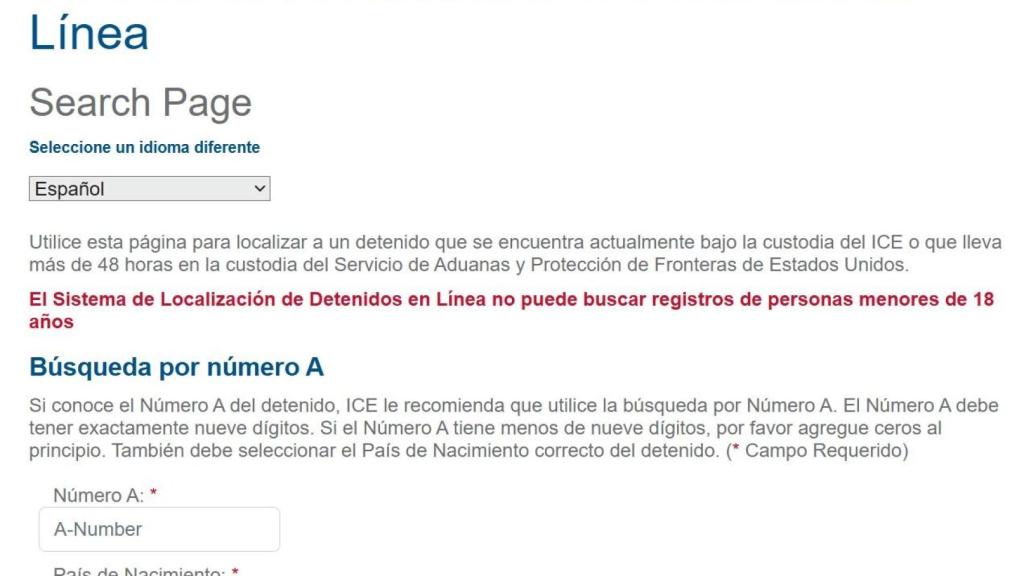 ICE tiene un sitio en línea para localizar migrantes detenidos.
