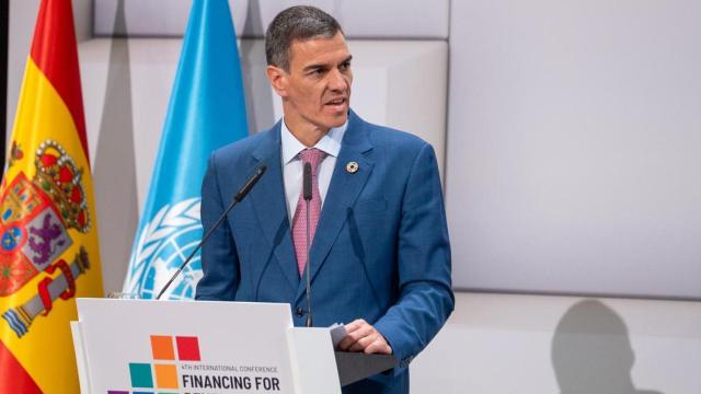 Pedro Sánchez, este martes en la cumbre de la ONU de Sevilla.