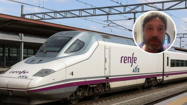 Montaje con tren de Renfe y Marcos, viajero atrapado 14 horas en un tren AVE Renfe.