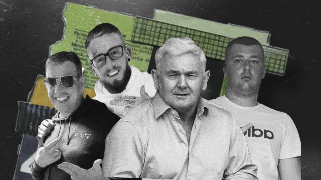 De izquierda a derecha, el norirlandés asesinado John George, su presunto asesino, el norirlandés Jhonny Smith, el capo de la droga irlandés John Gilligan, y el norirlandés apuñalado el 15 de junio Dan McMeekin.