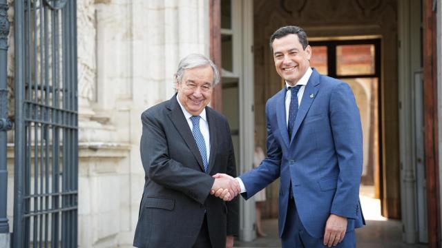 Juanma Moreno junto al secretario general de la ONU, Antonio Guterres.