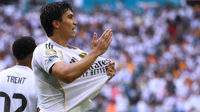 Gonzalo, delantero del Real Madrid, celebra su gol ante la Juventus en el Mundial de Clubes.