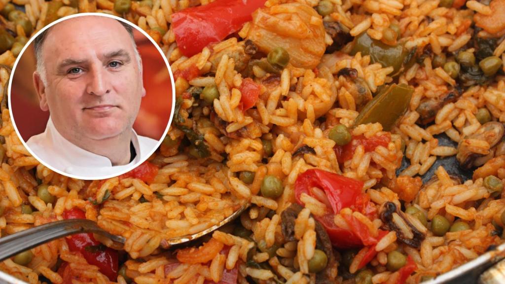 El chef José Andrés sobre un arroz. Montaje de Cocinillas.