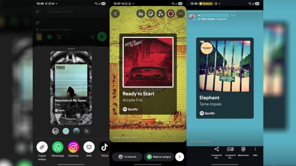 Spotify en Instagram al compartir música
