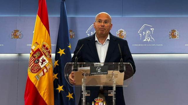 Miguel Tellado, portavoz parlamentario del PP, en rueda de prensa.