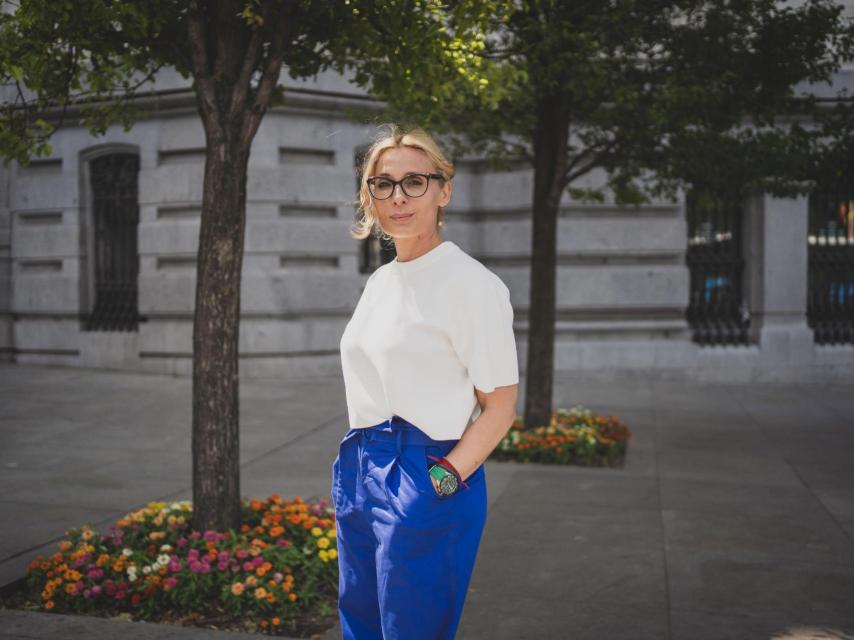 Céline, durante su encuentro con Magas en el centro de Madrid.