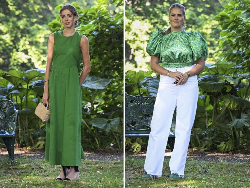 Las princesas Amalia y Alexia, en los jardines de palacio.