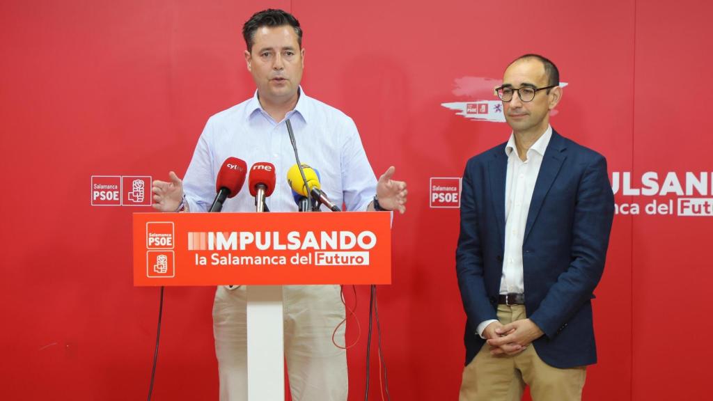 El secretario del Organización del PSOECyL, Daniel de la Rosa, y David Serrada, secretario provincial