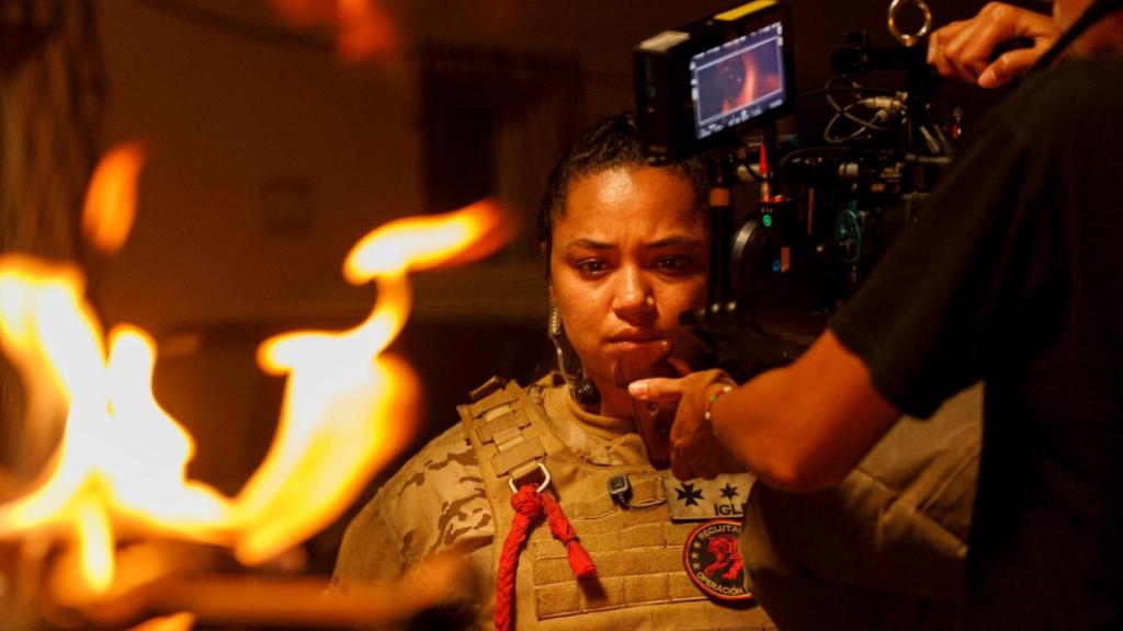 Berta Vázquez en el rodaje