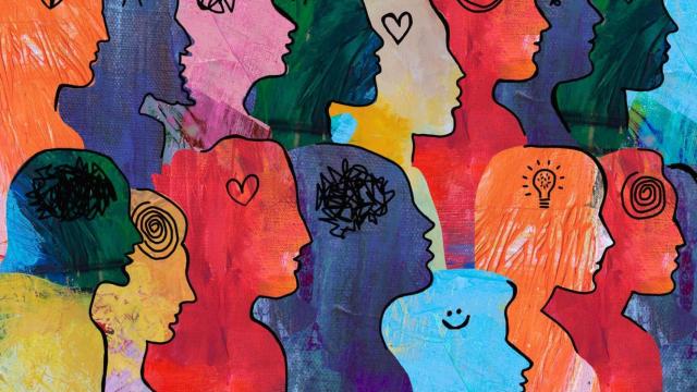 Ilustración de un grupo de personas con emociones diferentes.