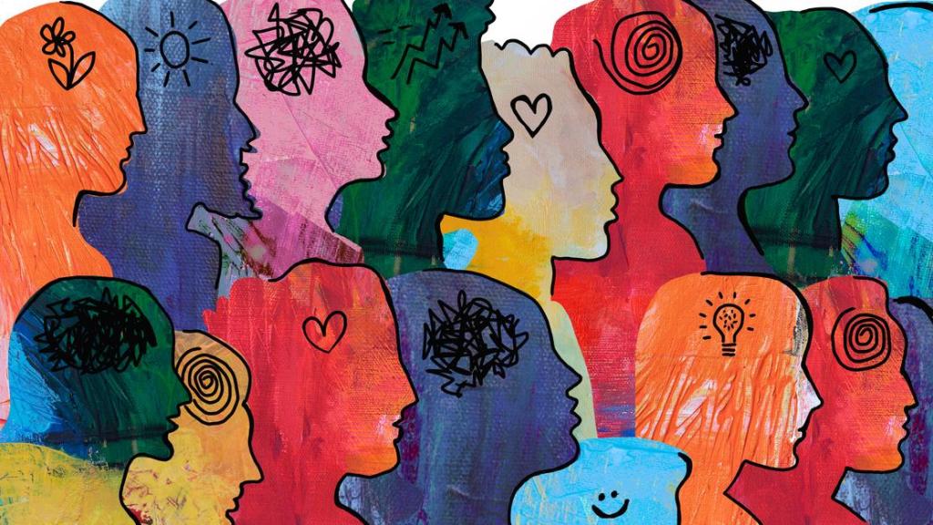 Ilustración de un grupo de personas con emociones diferentes.