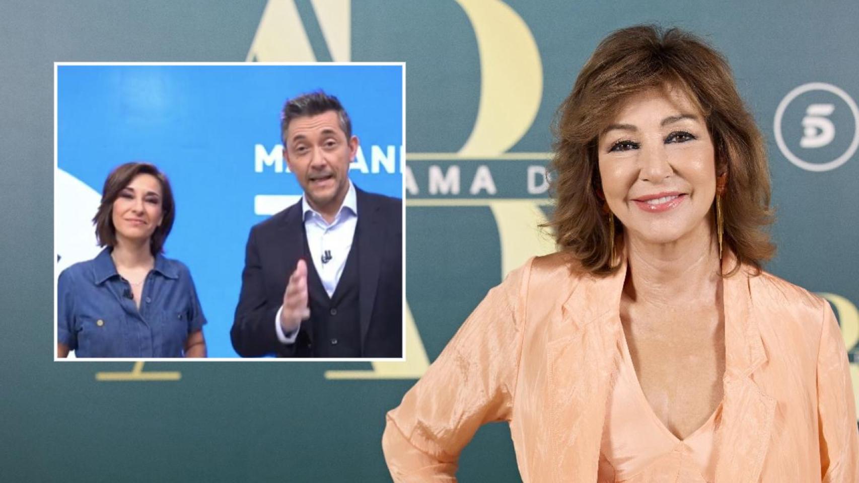 Javier Ruiz, Adela González y Ana Rosa Quintana, en un fotomontaje de BLUPER.