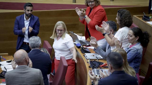 Bancada del PSPV en Les Corts este miércoles. José Cuéllar / Corts