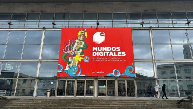 Fachada de Palexco con el cartel de Mundos Digitales