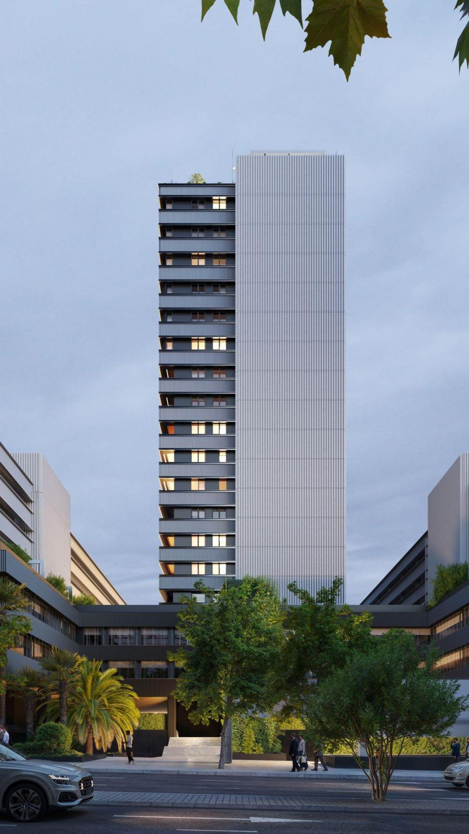 Proyección digital de lo que será Torre Castello en el exterior.