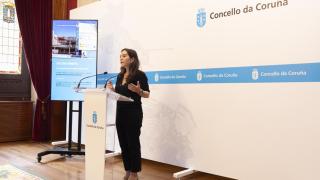 Inés Rey esta mañana ante los medios.