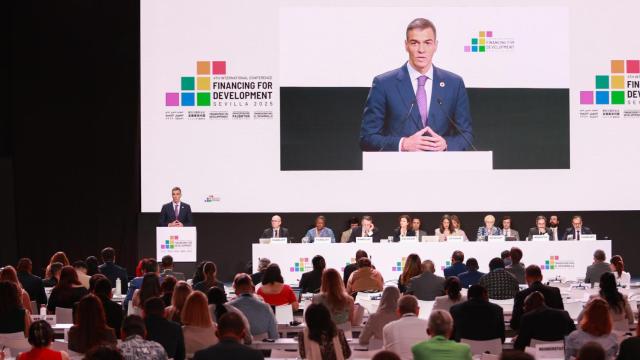 Pedro Sánchez, durante la cumbre de la ONU de Sevilla.