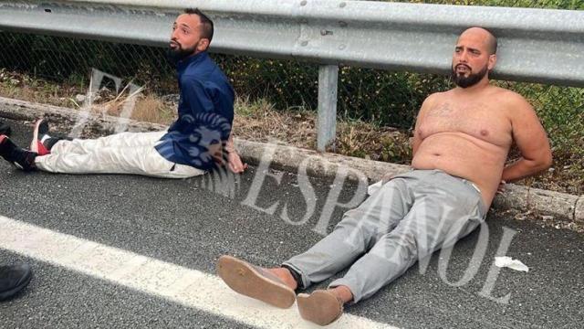 Cheito, este martes, detenido en el peaje de la autopista AP-9, tras la pelea multitudinaria que se produjo en su pedida de mano con Ainhoa.